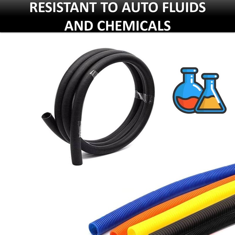 Kable Kontrol Split Wire Loom Tubing 1/2â€ Inch 10 Ft Long - Black Wire Conduit Cover for Cords - Corrugated Tubing and Protector for Automotive Wires â€“ Durable Polyethylene - Image 4